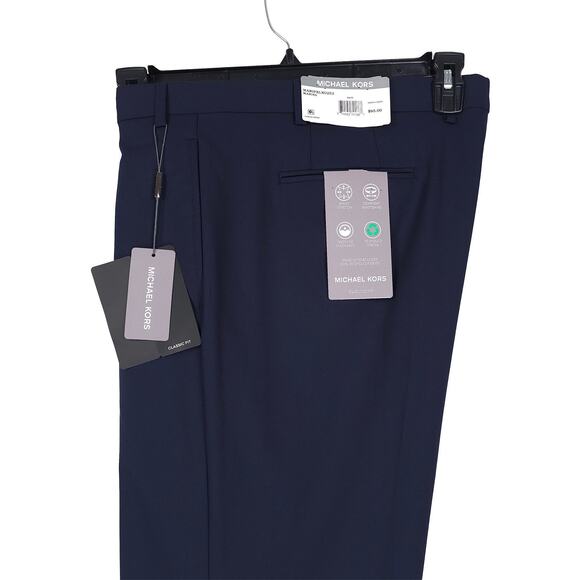 Michael Kors Other - Michael Kors Mens Classic Fit Dress Pants 36x30 Navy Blue Solid Stretch Pleated